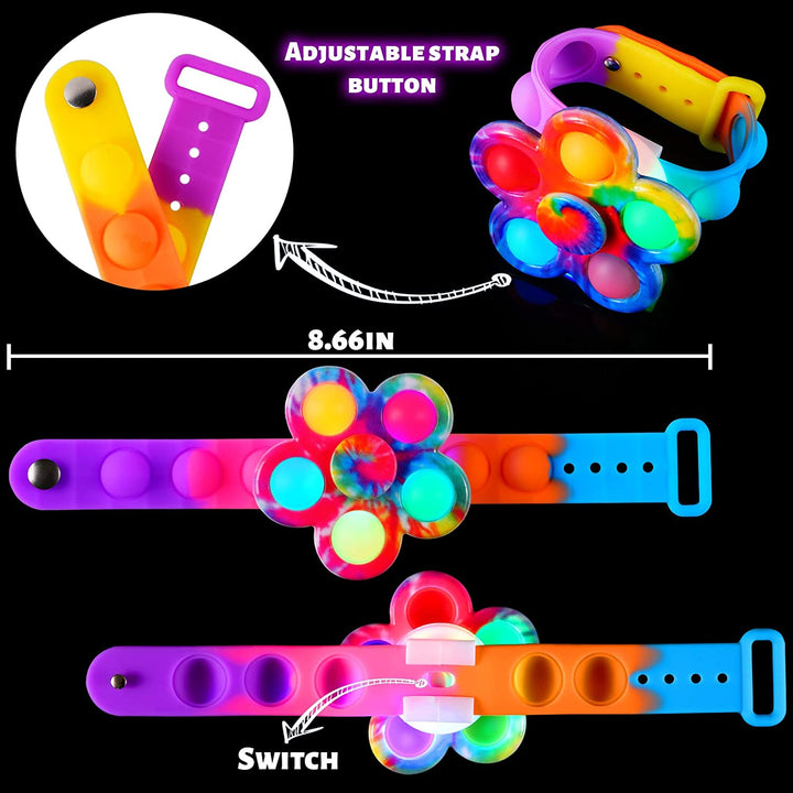 LED Bubble Spinner Bracelet Tie Dye 12 PACK SCIONE